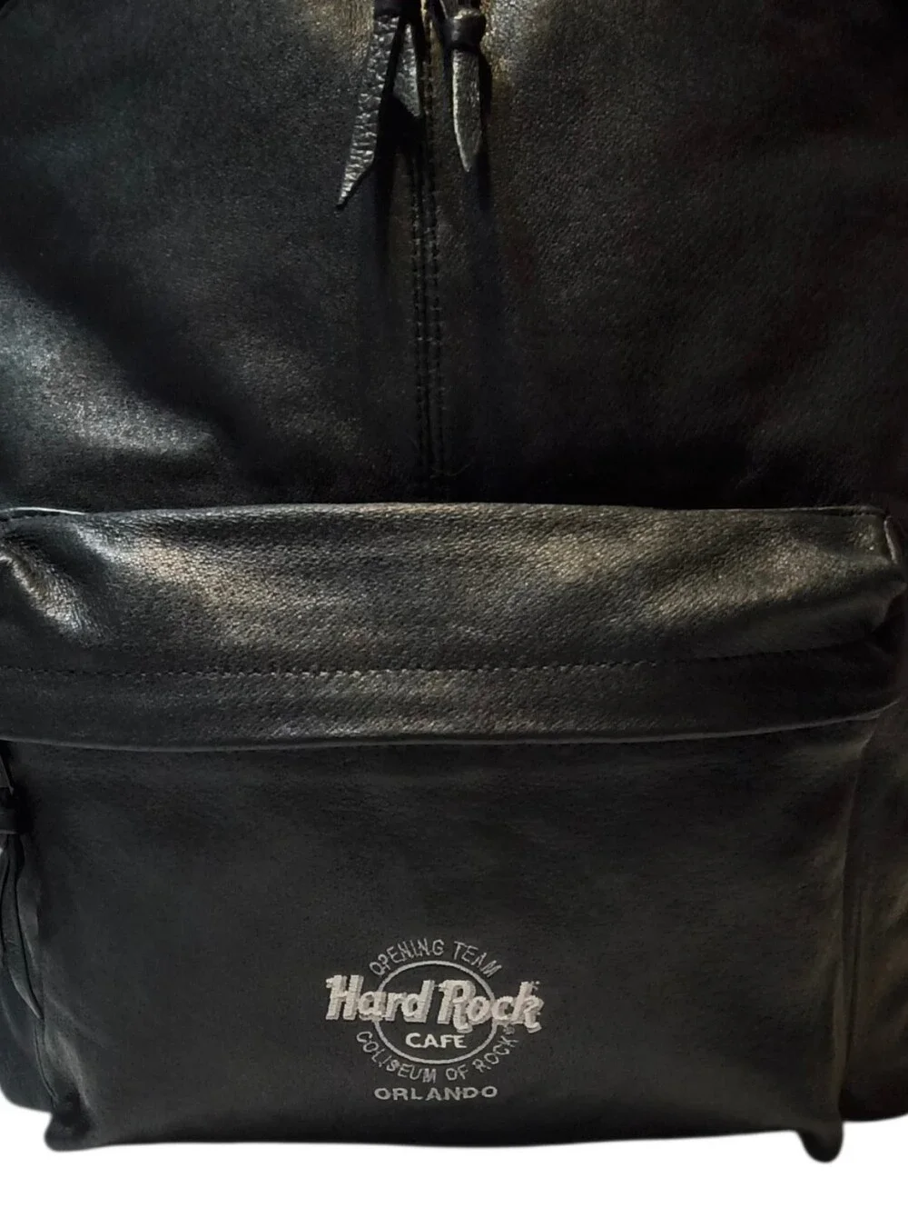 Vintage 90s Hard Rock Cafe Orlando Opening Team Staff Leather Backpack RARE